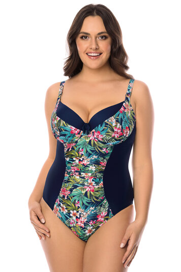 Vivisence underwired smooth classic swimming suit 3108, Dark Blue Flowers