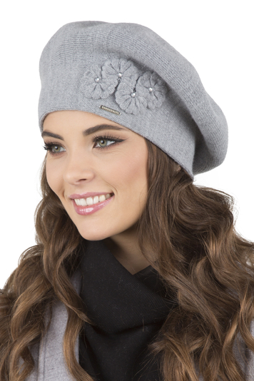 Vivisence winter beret and scarf set for women 7006Kmpl , Light Grey