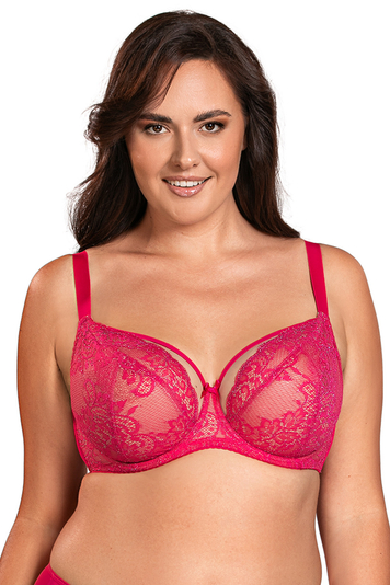 Vivisence women's underwired lace non padded bra 1044 , Fuchsia