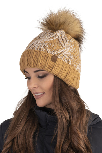 Vivisences Stylish Ladies Winter Hat with Bobble 7029, Made in EU, Beige