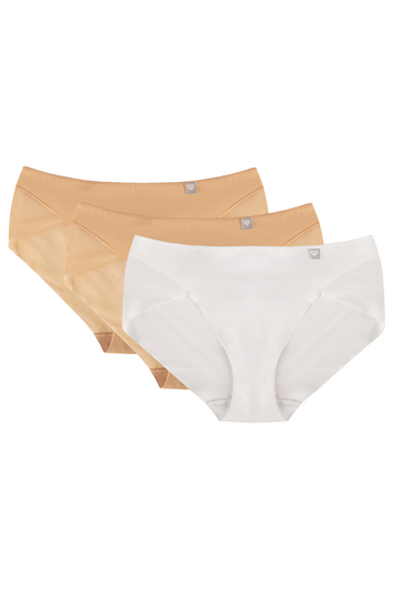 Wol-Bar 3 pack of women's briefs WB482, Beige/Beige/White