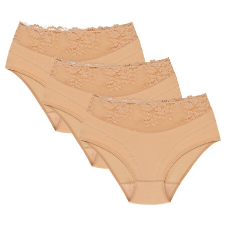 Wolbar ladies briefs with lace WB415 3-pack, Beige