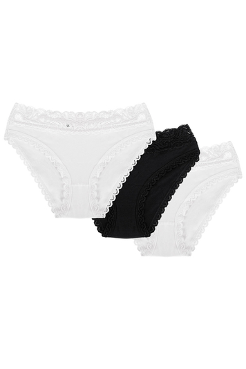 Wolbar ladies lace briefs WB158 3-pack, White-White-Black