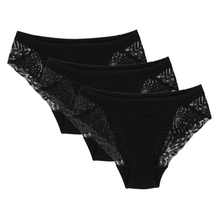 Wolbar women's briefs with lace WB408 3-pack, Black