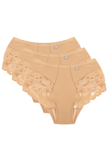 Wolbar women's high-waisted briefs in 3-pack WB406 , Beige