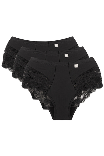 Wolbar women's high-waisted briefs in 3-pack WB406 , Black