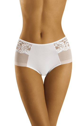 Wolbar women's lace mesh high waist briefs WB431, White