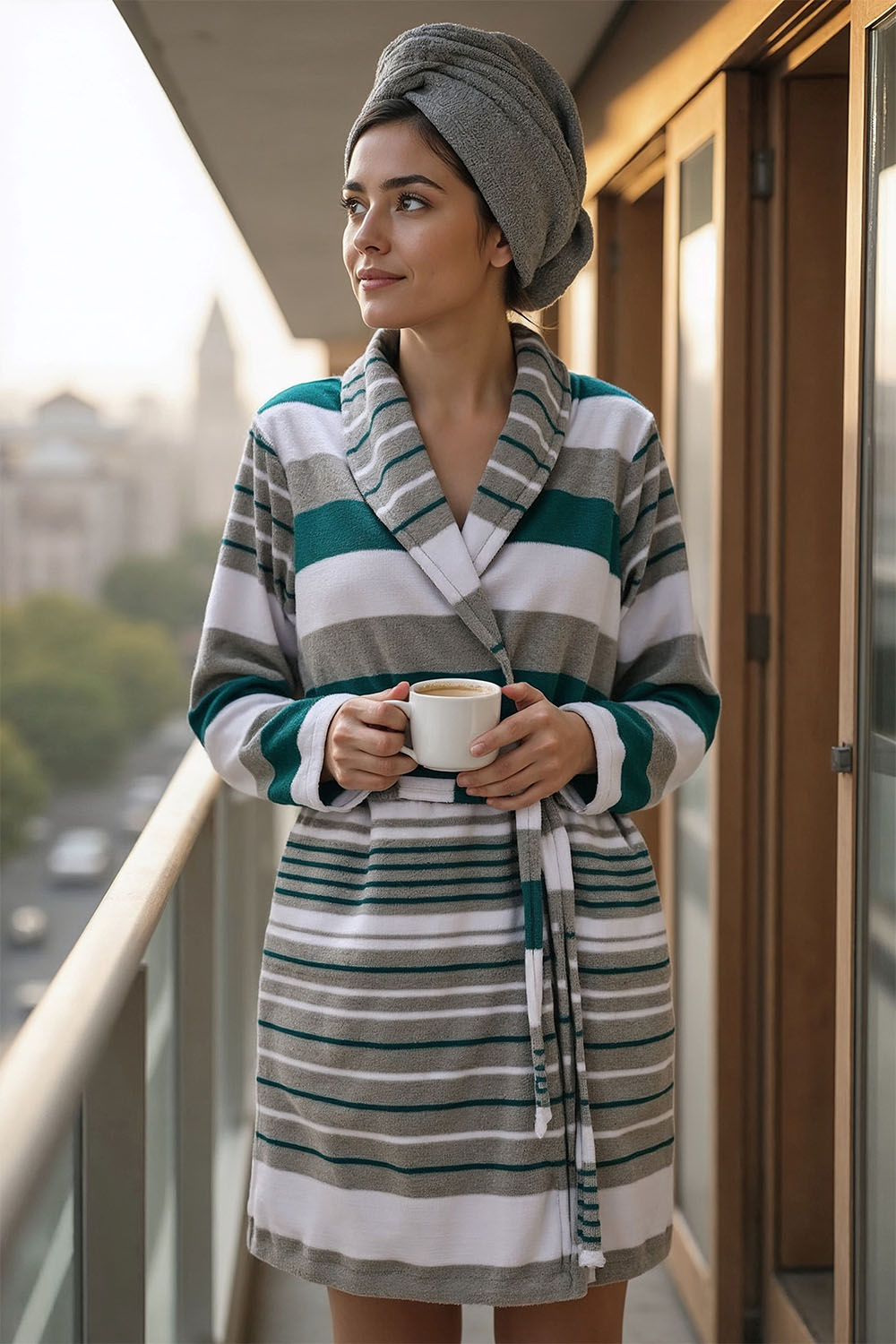 Vivisence Women's Dressing Gown Cotton Side Pockets Perfect For Loungewear 5030, 