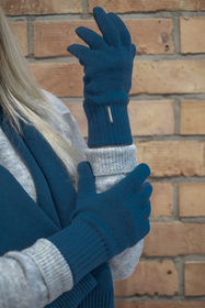 Vivisence Women's Gloves Warm Yarn Perfect For Cold Days 7204, niebieski