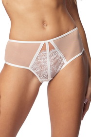 Vivisence Culotte Féminine Élégante Avec Devant En Tulle Et Dentelle Côtés En Maille Nœud Satiné Femme Et Dos Confortable Parfaite Pour Un Cadeau En Boîte 1069, blanc