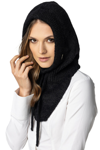 Vivisence Écharpe Femme Cagoule Capuche Style Balaclava En Fil Chaud 7097, noir