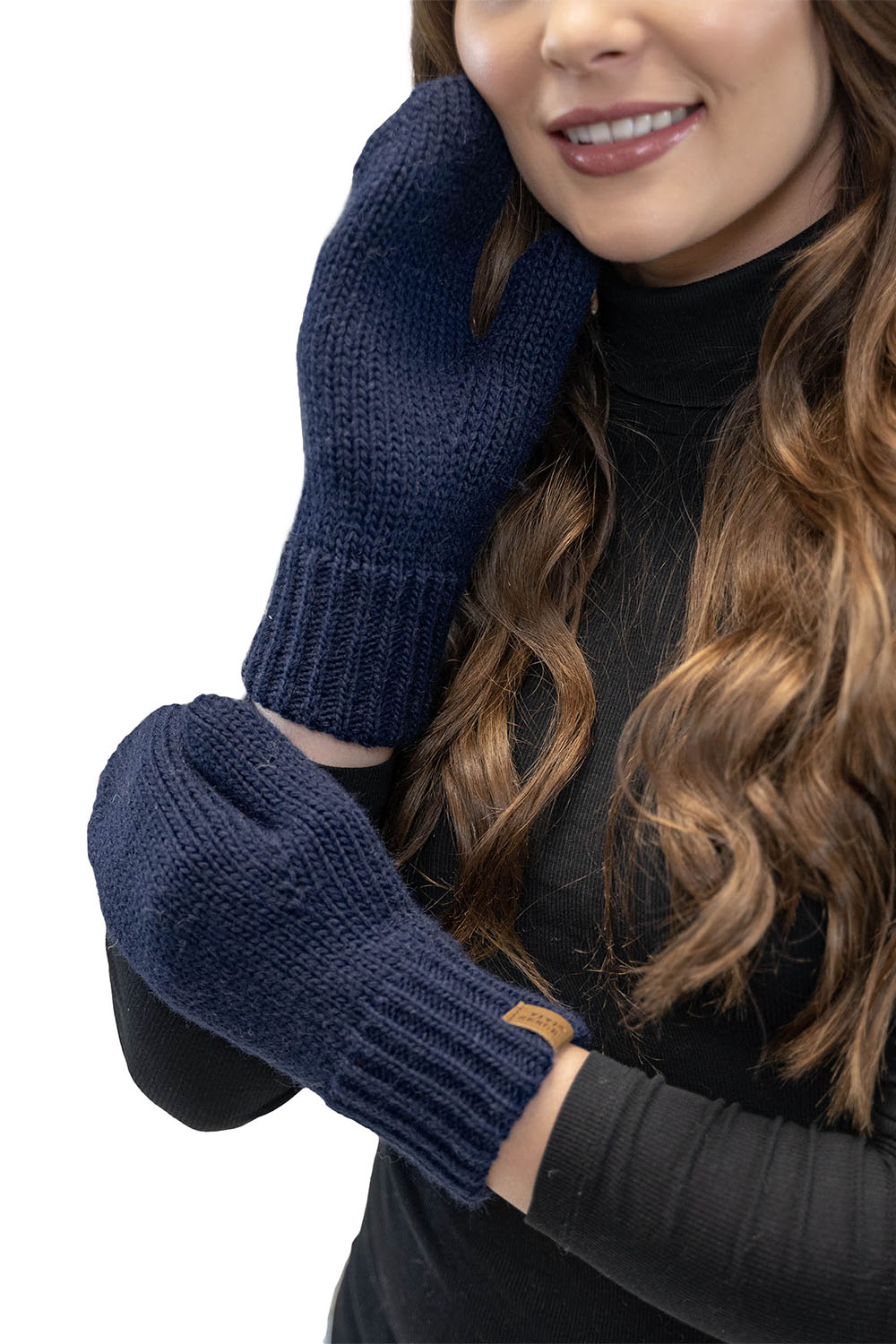 VIVISENCE Damen Winter Fausthandschuhe Komfort an kalten Wintertagen 7015, marineblau