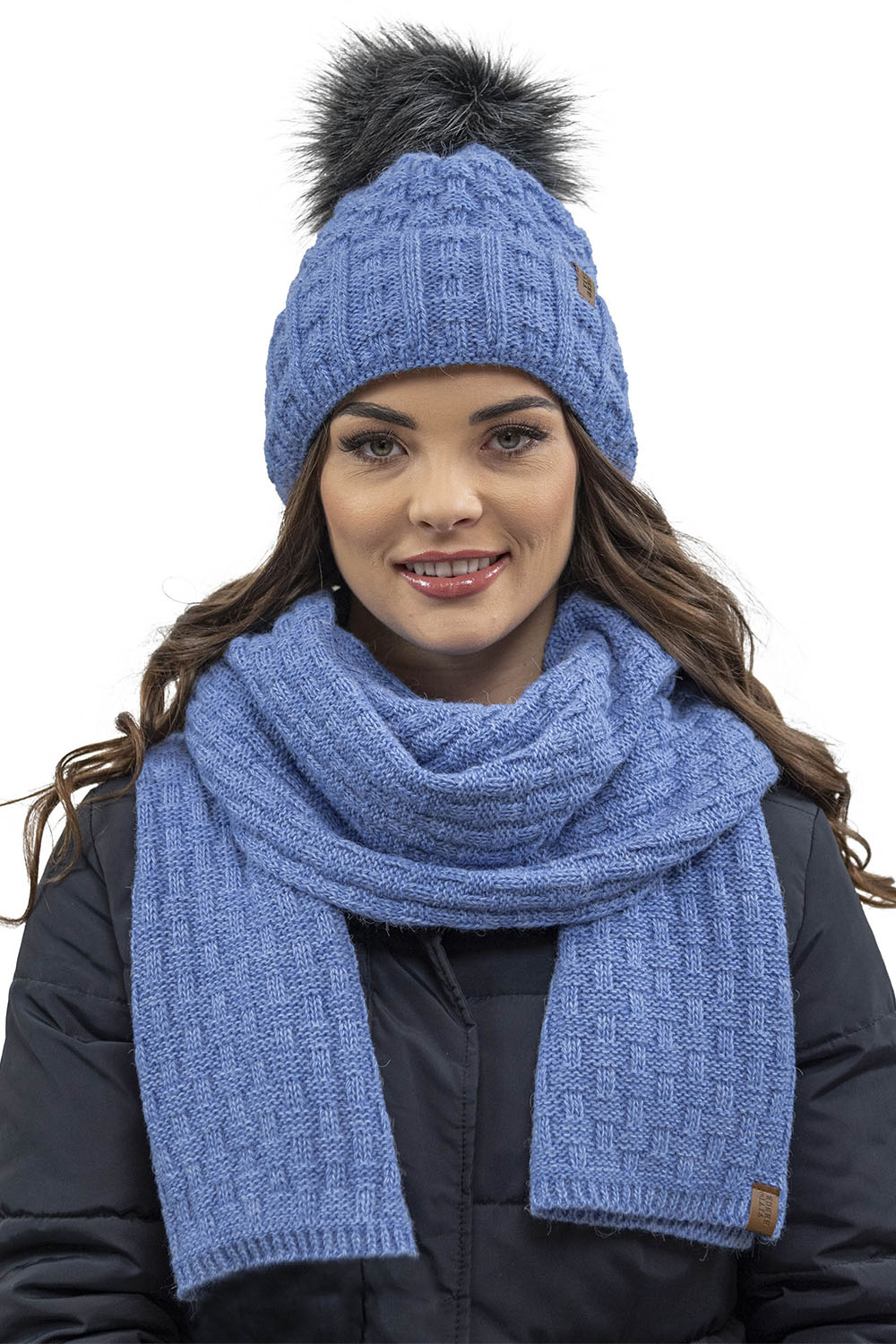 Vivisence Damen Winter Set Mütze Schal Fäustlinge Fleecefutter Gegen Kälte, jeans