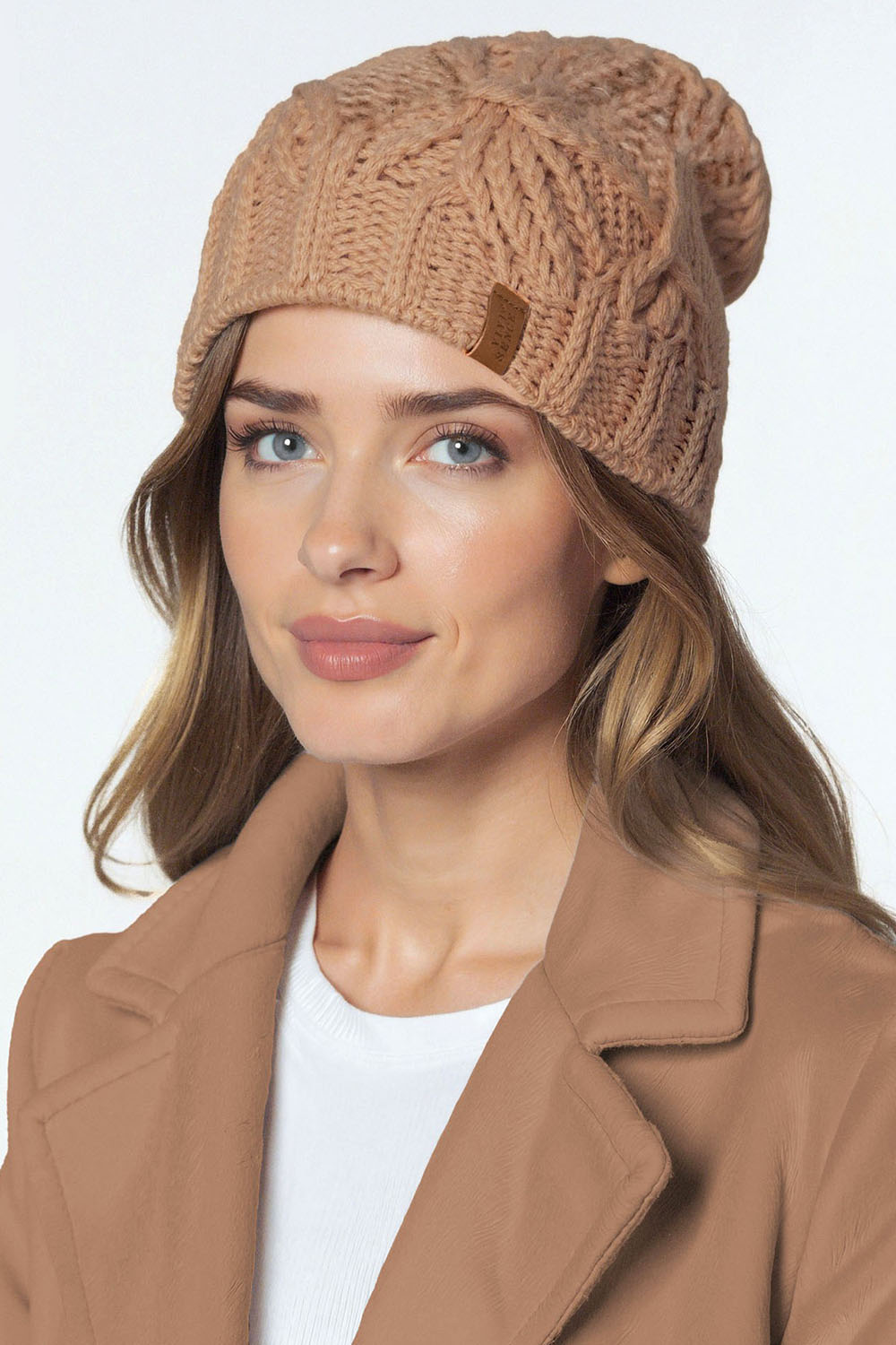 Vivisence Damen Mütze Schal Set Lammwolle Baumwolle Für Wärme und Komfort, Beige