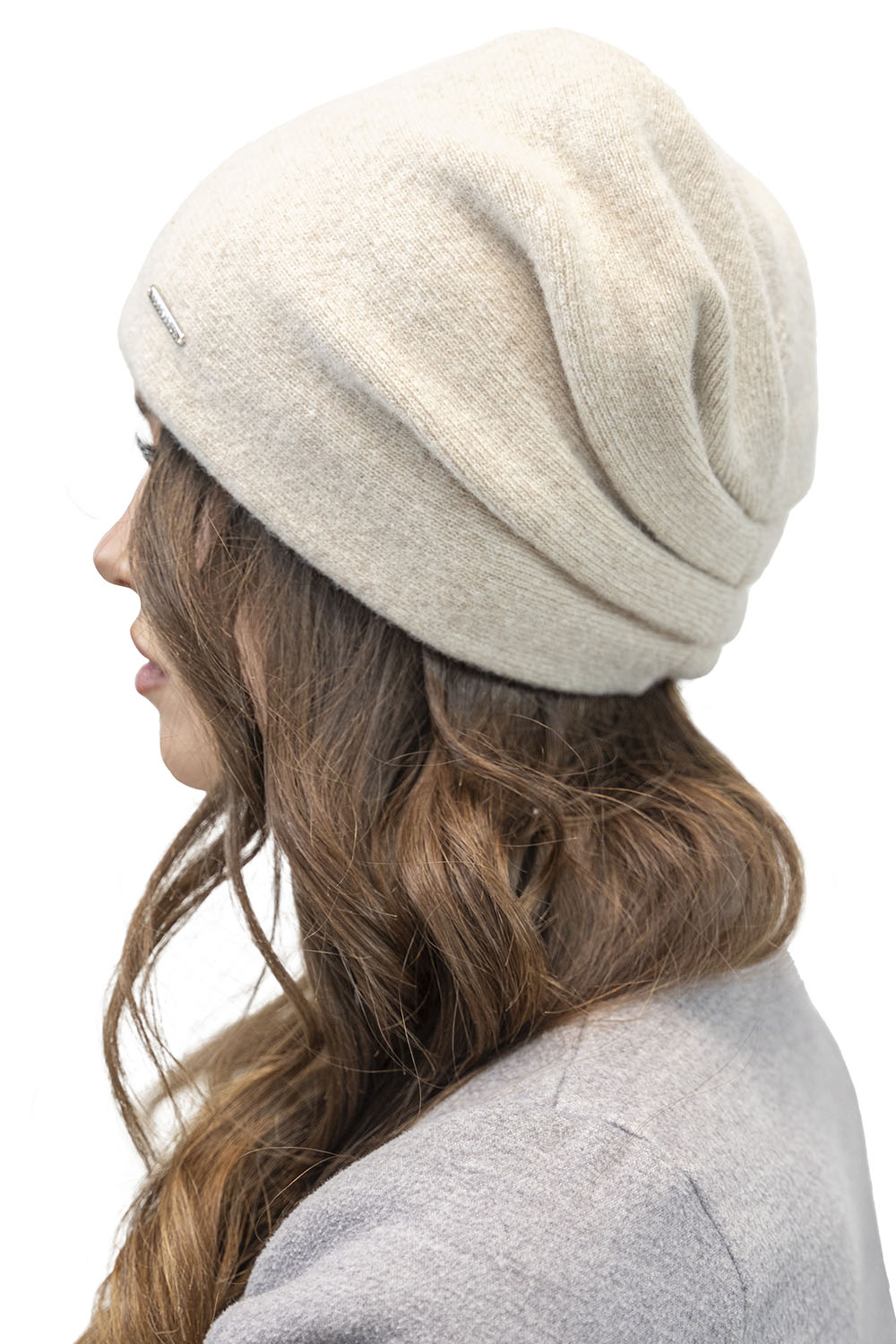 Vivisence Damen Mütze Wolle Falten Fleece Gefüttert Bequem Alltag Winter 7085, ecru
