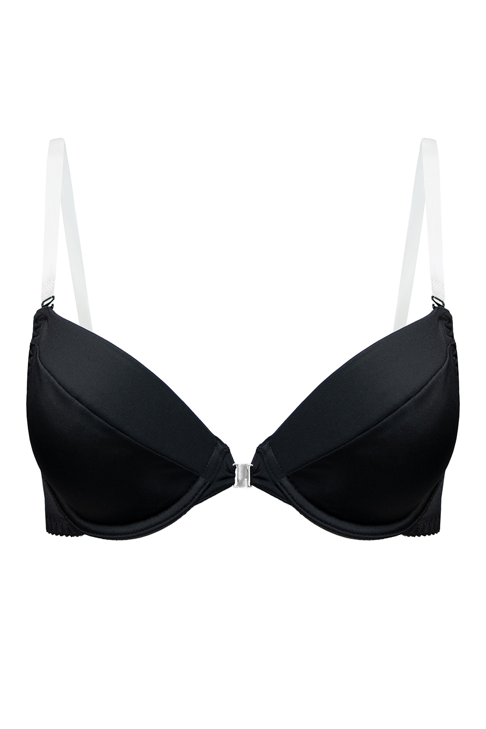 Vivisence Women's Clear Strap Bra Push Up Invisible Backless Clear Back Bra with Transparent Straps for Backless Dresses, black