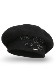 Vivisence Damen Baskenmütze mit Zirkonia-Applikation Ideal für Wintertage 7051, schwarz