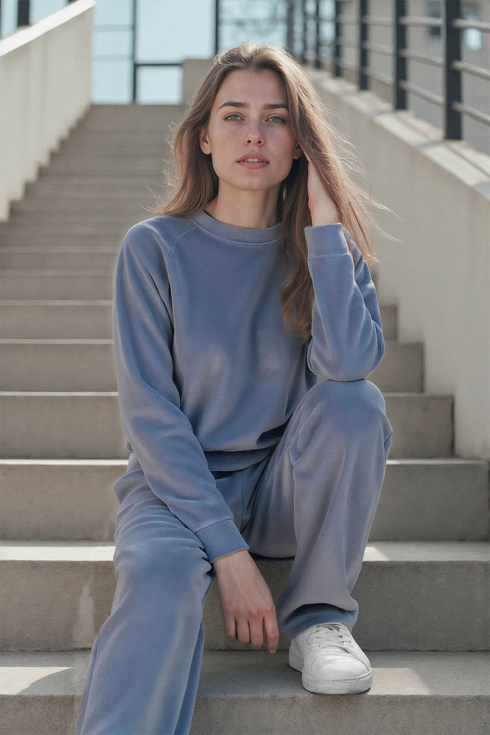 Vivisence Damen Sportbluse Sweatshirt Mit Rundhalsausschnitt Aus Velourstrick Mit Strickbündchen Und Langem Arm Lockerer Schnitt Für Freizeit Fitness Und Alltag 9005, 