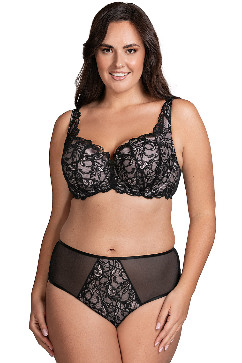 Vivisence Dame Bügel-BH Geblümt Gepolsterte Schalen Spitze Klassisch Elegant 1063, 