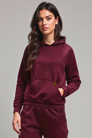 Vivisence Sweatshirt Baumwolle Lockerer Schnitt mit Kapuze Komfort Für Freizeit 9003, weinrot