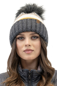 Vivisence Bonnet À Pompon Femme En Fil Chaud Effet Antistatique Pour L’Hiver 7099, gris foncé