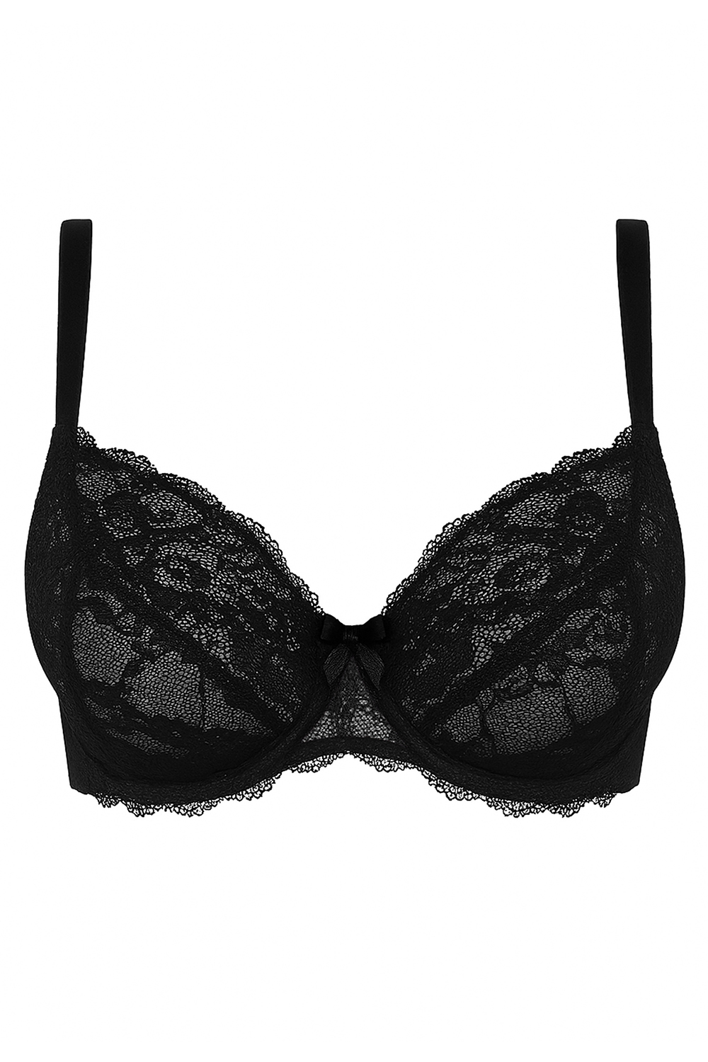 Vivisence Soft BH Damen Spitze Bügel Schleife Tüll Komfort Alltag 1052, schwarz