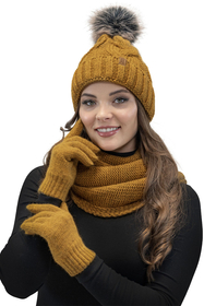 Vivisence Loop Schal Strick Zweimal Gefaltet Ideal Wärm Für Wintertage 7103, dunkelgelb