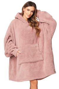 Vivisence Sweat à Capuche Couverture Ultra Doux Poche Frontale Pratique Chaud et Confortable Sweat Couverture Oversize Matériau Chaleureux Idéal Pour L’Hiver, rose