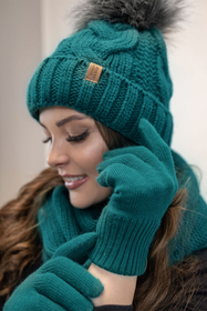 Vivisence Women Winter Hat Scarf And Gloves Set Soft Fleece Lining Cozy Warmth, dark turquoise