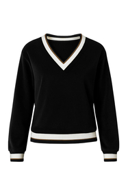 Vivisence Femme Sweat-Shirt Coton Encolure en V Perfeit Confort Quotidien 9001, noir
