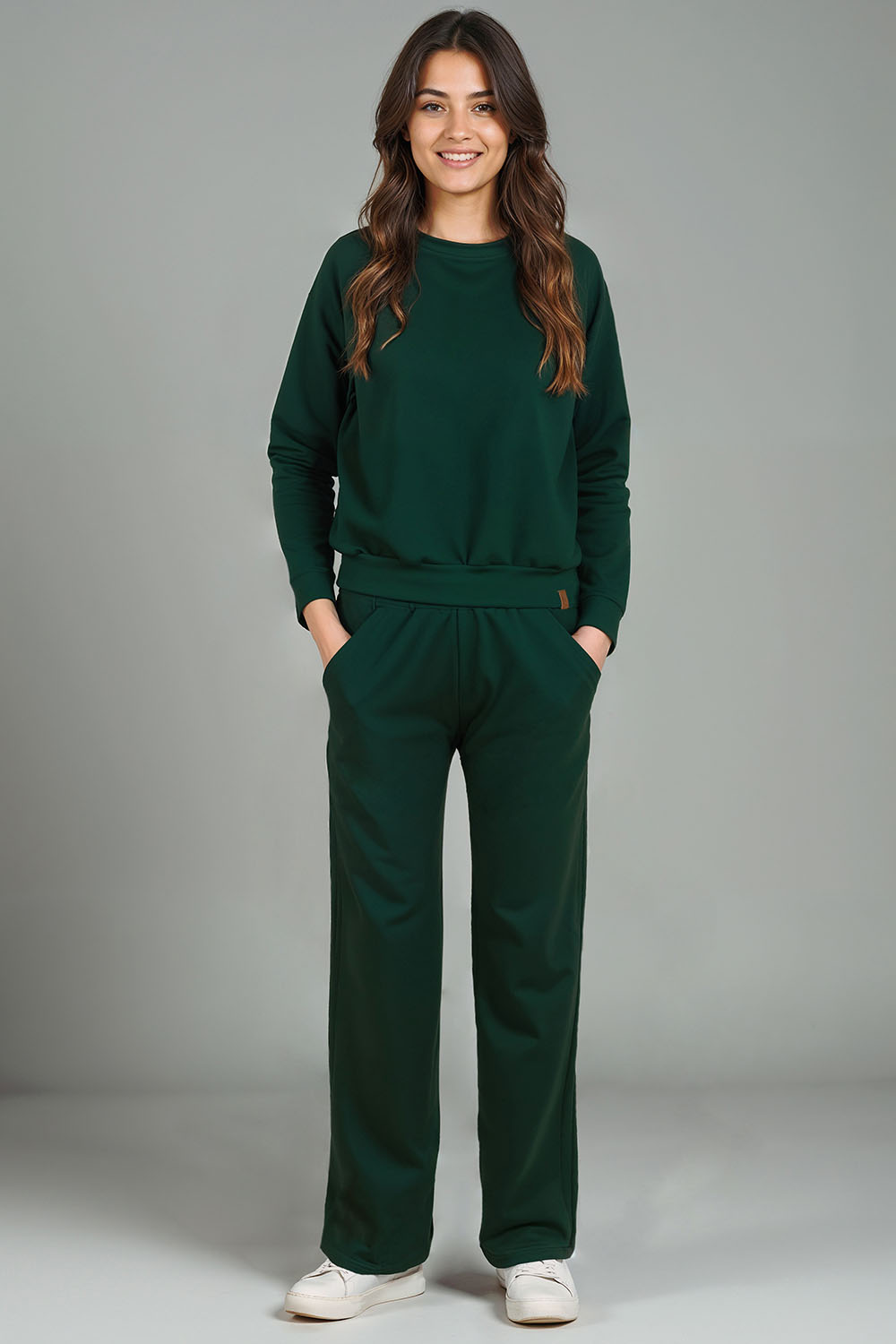 Vivisence Loungewear Damen Trainingsanzug Set Lockerer Schnitt Rundhals Freizeitanzug Mit Taschen 9205, 