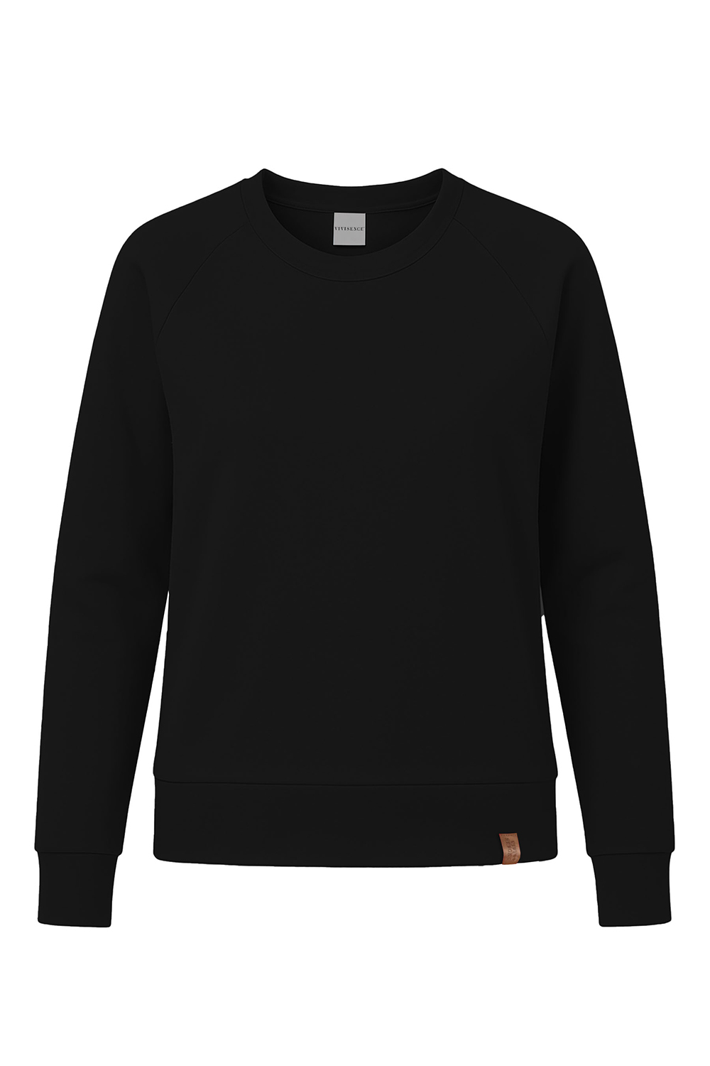 Vivisence Sweatshirt Damen Mit Rundhalsausschnitt Aus Baumwolle Langer Ärmel Bequemer Schnitt 9004, schwarz