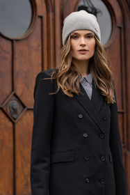 Vivisence Damen Mütze Winter Weich Strickmütze Umschlag-Saum Innenfutter 7096, hellgrau