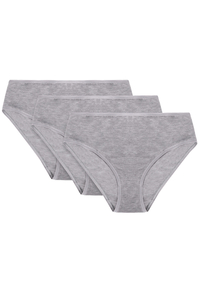 Vivisence Culotte Classique Slip pour Femme Lot de 3 Figi 4016, bande grise : gris