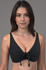 Vivisence Womens Underwire Swim Bra Non Padded With Tie Front Adjustable Straps For Full Bust Support, black-gloss