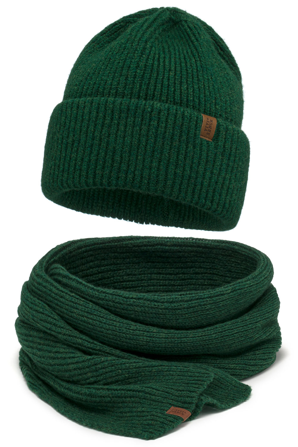 Vivisence Women Winter Hat And Scarf Set Merino Blend Warm Everyday Comfort, Green