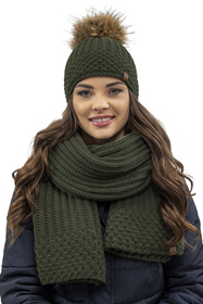 Vivisence Wintermütze mit Bommel Damen Warmes Ideal Für Kalte Wintertage 7016, grün