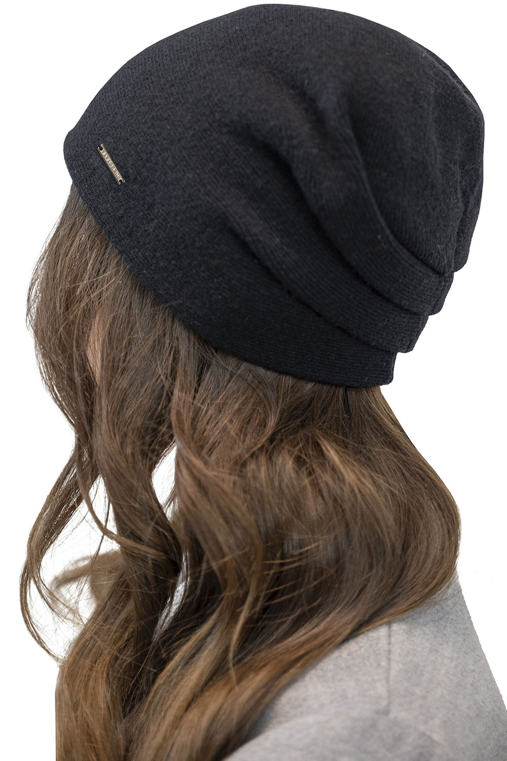 Vivisence Damen Mütze Wolle Falten Fleece Gefüttert Bequem Alltag Winter 7085, schwarz
