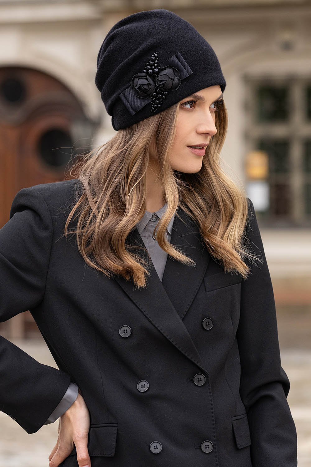 Vivisence Damen Mütze Warm Wintermütze Wolle Gemütlich Elegante Herbst 7080, schwarz