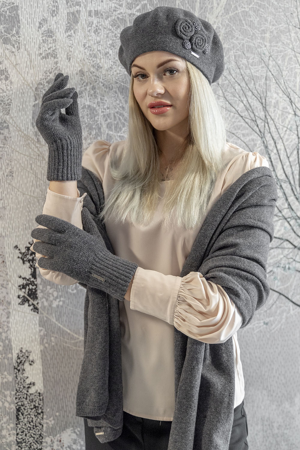 VIVISENCE Damen Winter Handschuhe aus Wolle Ideal für Kaltes Wetter 7201, dunkelgrau