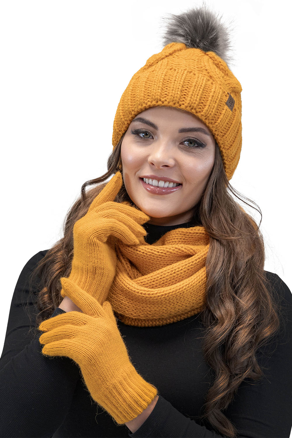 Vivisence Winter Hat With Pom Pom For Women Warm Ideal For Cold Days 7014, honey
