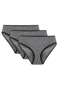 Vivisence Culotte Classique Slip pour Femme Lot de 3 Figi 4016, bande noire : graphite