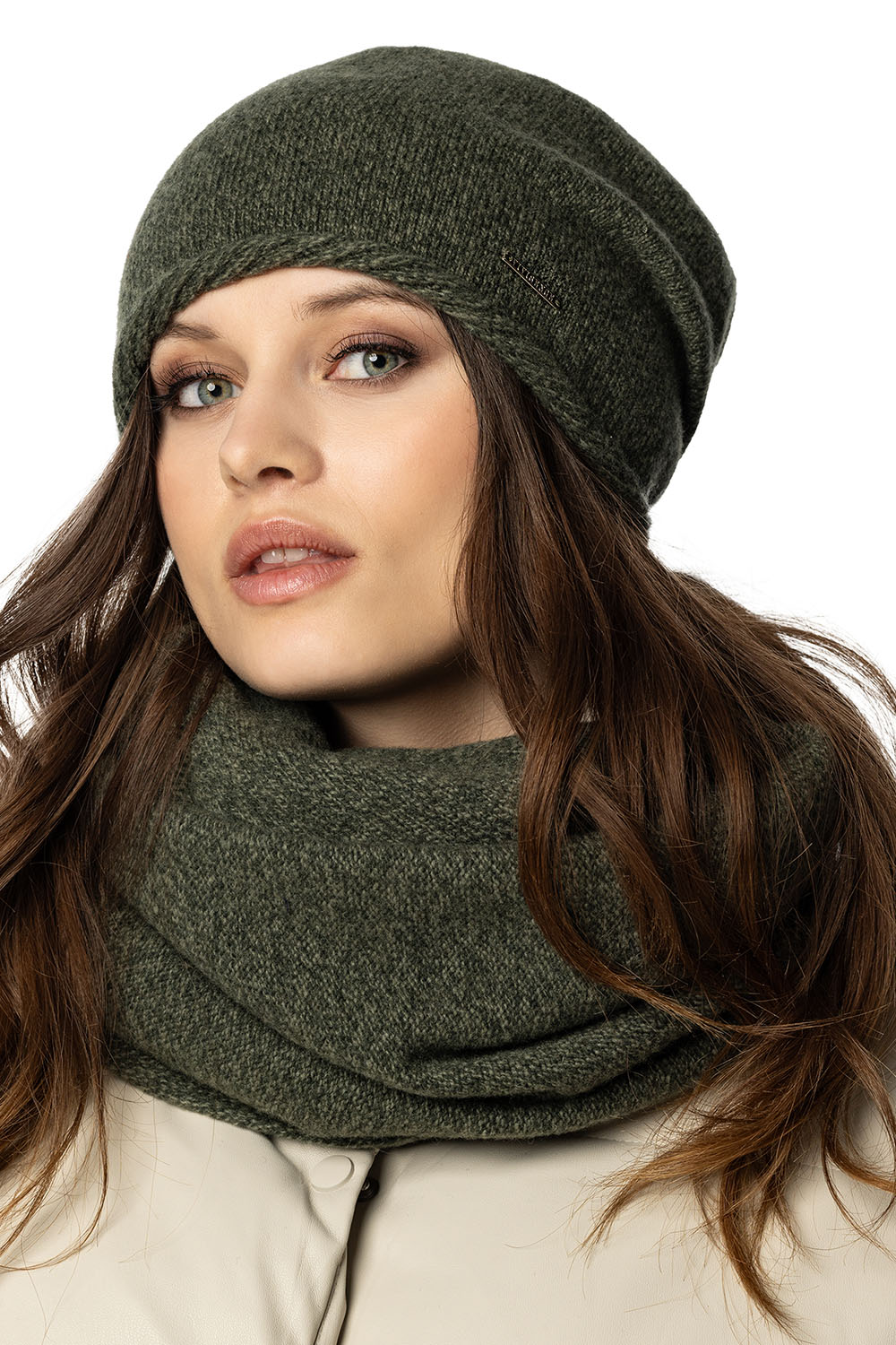 Vivisence Damen Schal Winter Loop Modischer Gemütlich Wärmendem Garn Kalte 7108, grüne Melange