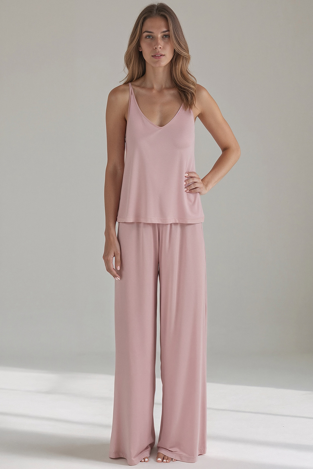 Vivisence Damen Pyjama Viskose Lockere Passform Komfort Für Nachtwäsche 2046, 