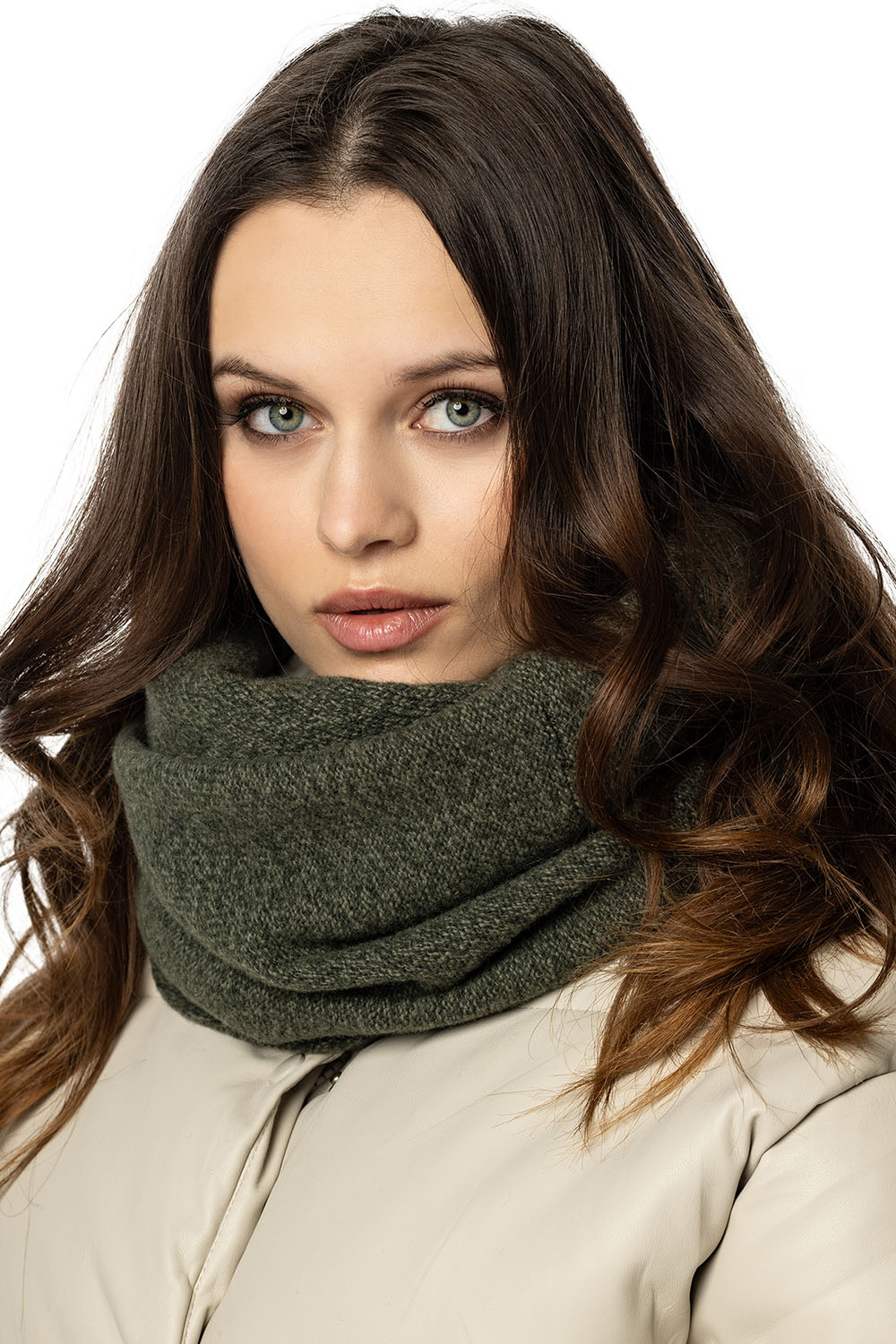 Vivisence Écharpe Tube Femme Hiver Moderne Et Confortable Pour Journées Froides 7108, vert mélange