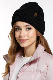 Vivisence Femme Bonnet Hiver Laine Merinos Confort Ajuste Chaleur Quotidienne, noir