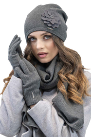 Vivisence Bonnet Et Écharpe Femme Pour L'automne et L'hiver Ensemble Chaud En Laine Avec Doublure Antistatique Pour Les Froids Jours Et Les Activités En Plein Air 7010Kmpl, gris foncé