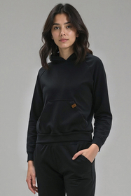 Vivisence Sweatshirt Baumwolle Lockerer Schnitt mit Kapuze Komfort Für Freizeit 9003, schwarz