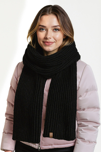 Vivisence Women Winter Scarf Merino Wool Soft Knit Cozy Warmth Everyday Comfort, Black