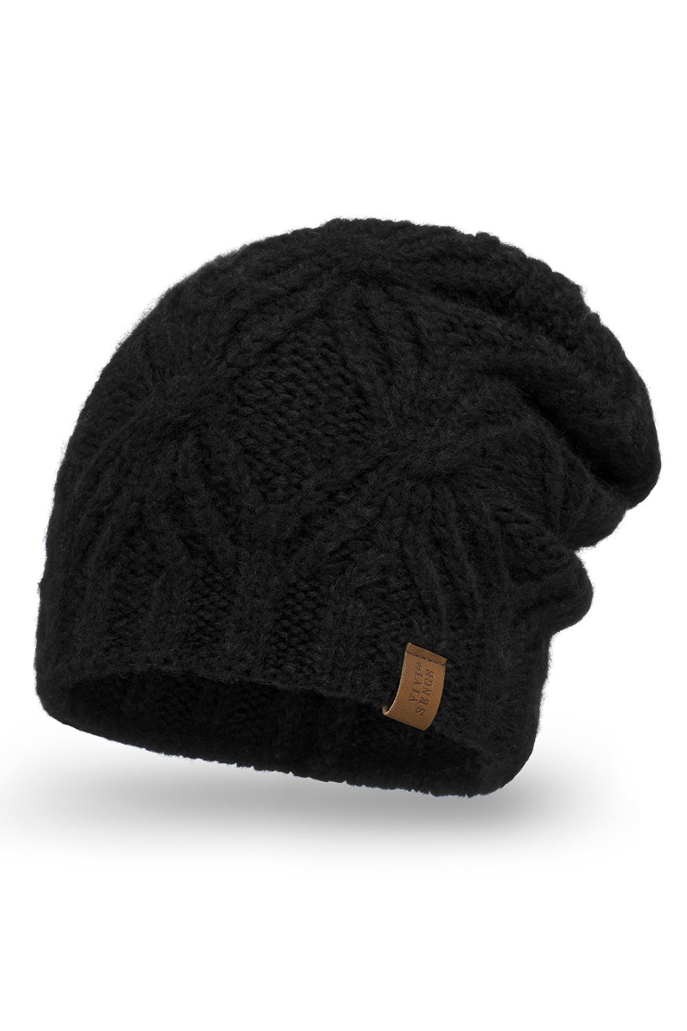 Vivisence Damen Strickmütze Lammwolle Warm Perfekter Sitz Im Winter, Schwarz
